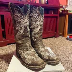 Corral Women’s Western Boots Size 7 M Brown Embroideried Leather Rodeo Cowgirl